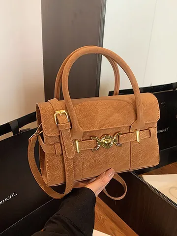 Vintage PU Leder Kleine Quadratische Tasche Für Damen Koreanischen Stil Hochwertige Umhängetasche Mit Goldener Metallschnalle Verstellbarer Schultergurt Mode Handtasche