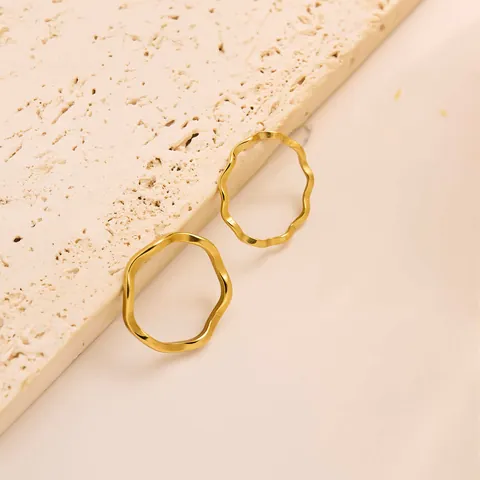 Minimalist Stainless Steel Wave Ring For Women PVD Gold Plated Personalized Smooth Plain Band Finger Ring Fashion Niche Jewelry