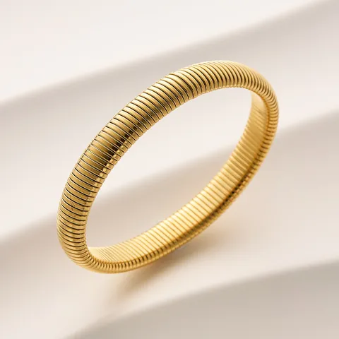 Bracciale Rigido Elastico Tubogas da Donna in Acciaio al Titanio Spirale Flessibile Gioielli Minimalisti di Moda