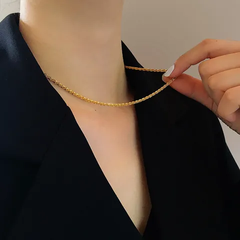 Collana Scintillante Gipsofila in Acciaio Inossidabile Placcato Oro 18K Catena Minimalista Collana Bracciale Cavigliera Gioielli Donna