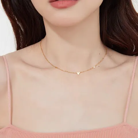18K Gold Plated Titanium Steel Triple Heart Pendant Necklace Bracelet Anklet For Women Waterproof Stainless Steel Jewelry