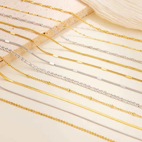 Stainless Steel Chain Necklace For Men Women Vacuum Real Gold Plated Non-tarnish Box Rope Heart Lip Chain Adjustable Jewelry