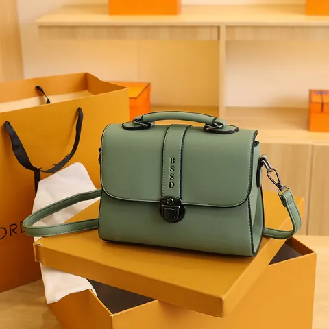Dames Retro PU Leren Vierkante Crossbodytas Minimalistische Letterprint Kleine Schoudertas Met Handvat En Verstelbare Riem
