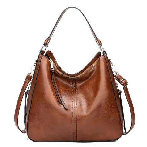 Borsa a Tracolla da Donna in Pelle di Vacchetta di Secondo Strato Borsa Hobo Grande Capacità Con Tracolla Regolabile