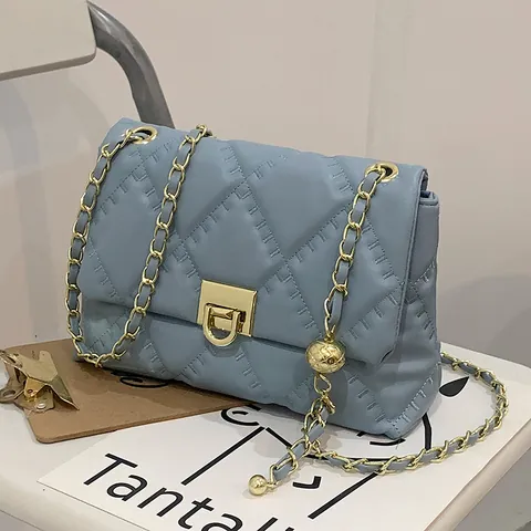Bolso de Hombro de Cadena Acolchado para Mujer Elegante Bolso Crossbody de Cuero PU Con Decoración de Bola de Metal Bolso Cuadrado de Solapa