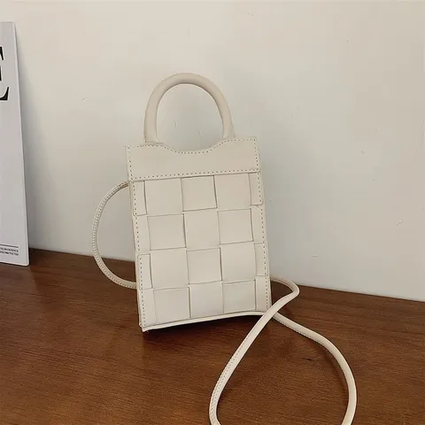 Women Woven PU Leather Mini Square Crossbody Bag Fashion Braided Handbag For Casual Travel Lady Shoulder Bag Cell Phone Purse