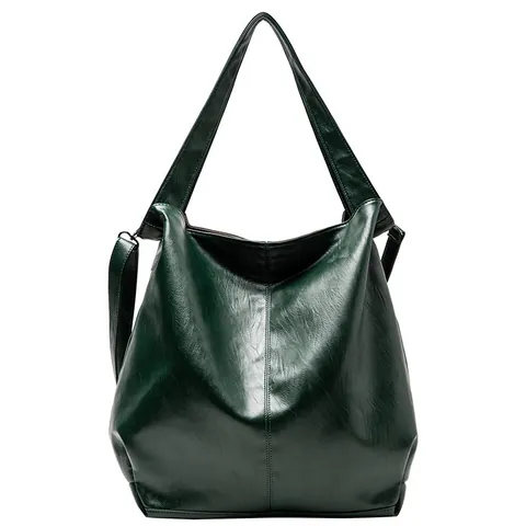 Women Large Capacity PU Leather Tote Bag Casual Vintage Hobo Shoulder Bag Minimalist Solid Color Handbag Commuter Satchel