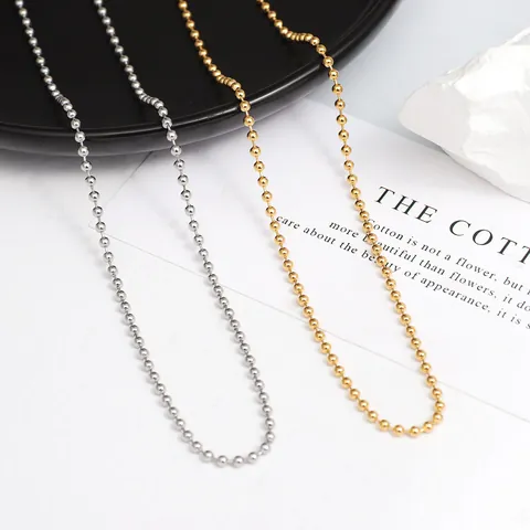 Collier Minimaliste en Acier Inoxydable Chaîne à Billes pour Femmes Hommes Plaqué Or Argent Noir Bijoux de Collier de Perles Cadeau