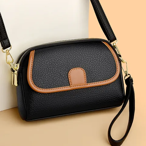 Borsa a Tracolla da Donna in Vera Pelle Piccola Multistrato Grana Martellata Borsa a Spalla in Pelle Bovina per Viaggi Quotidiani