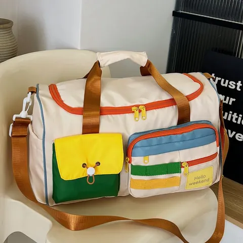 Große Kapazität Reisetasche Damen Trocken-Nass-Trennung Fitness Yoga Tasche Color-Block Handtasche Mit Schuhfach Weekend Tasche