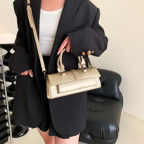 Damen Mode PU Leder Lange Rechteckige Handtasche Stilvolle Einfarbige Umhängetasche Mit Verstellbarem Riemen Pendler Crossbody Tasche