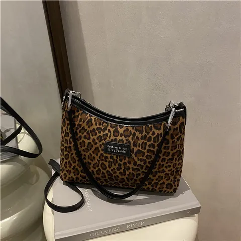 Fashion Leopard Print Large Capacity Tote Bag Women Canvas PU Leather Shoulder Bag Casual Office Commuting Hobo Underarm Bag