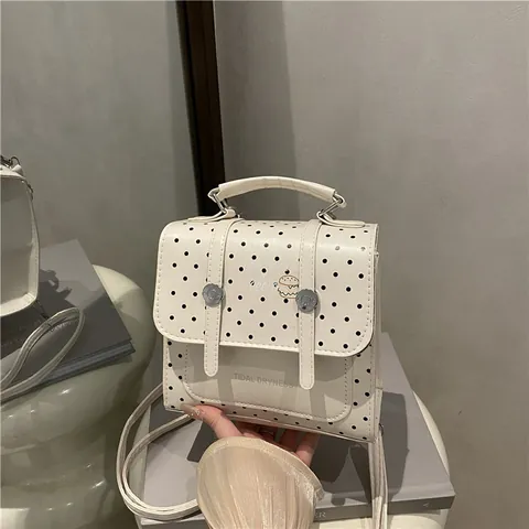 Mode Punktmuster Kleiner Rucksack Für Damen Retro PU Leder Handtasche Schultertasche Mini Preppy Stil Büchertasche Täglicher Lässiger Rucksack