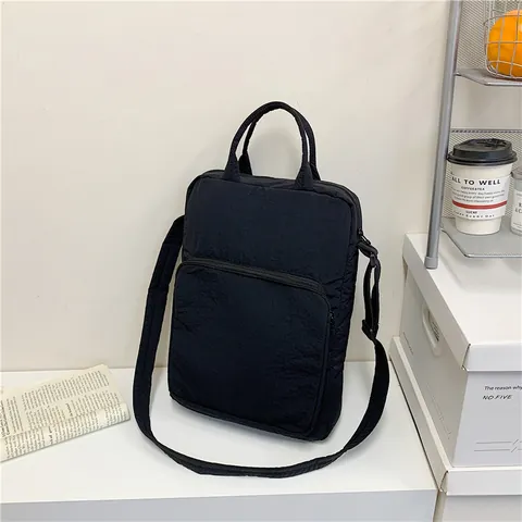 Large Capacity Oxford Cloth Laptop Handbag With Front Zipper Pocket Minimalist Commuter Shoulder Crossbody Bag For Women