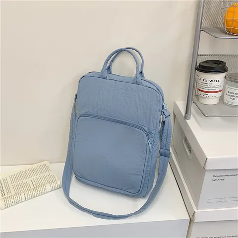 Large Capacity Oxford Cloth Laptop Handbag With Front Zipper Pocket Minimalist Commuter Shoulder Crossbody Bag For Women