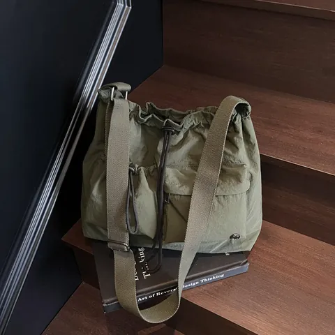 Casual Nylon Drawstring Shoulder Bag Μεγάλης Χωρητικότητας Crossbody Tote Bag Για Γυναίκες Urban Minimalist Daily Commuting