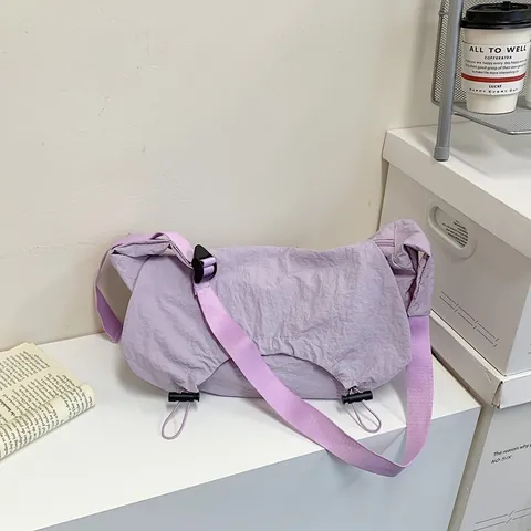 Damen Nylon Crossbody Tasche Lässige Einfarbige Plissierte Dumpling Umhängetasche Tägliche Tote Tasche