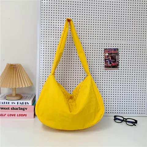 Sac Bandoulière en Tissu Oxford pour Femmes Grande Capacité Sac Hobo Minimaliste Couleur Unie Sac à Épaule Décontracté Quotidien