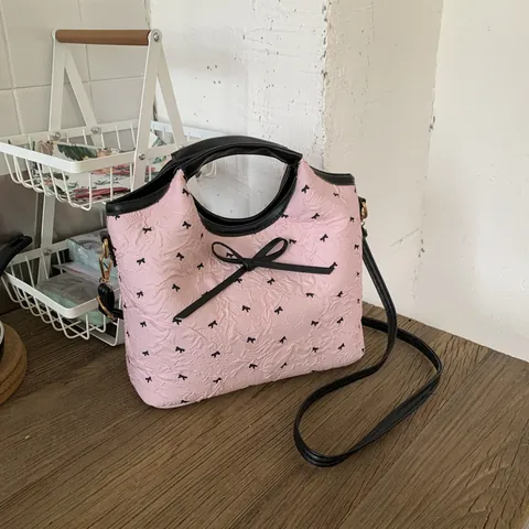 Damen Schleife Schultertasche PU Leder Plissiert Umhängetasche Mode Pendeln Süßen Stil Tote Satchel Messenger