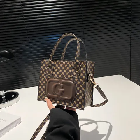Vintage Monogram Small Square Bag For Women Fashion G Letter Print Handbag With Adjustable Strap Crossbody Tote Bag