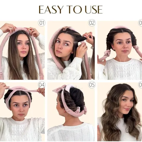 Lockenwickler-Set ohne Hitze Mit Satin Schlafmütze Samt Haargummis Haarklammer Satinband Haarroller Für Damen Hairstyling