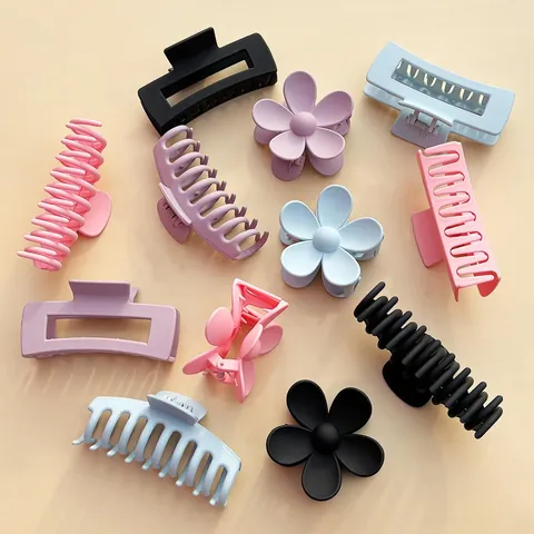 Matte Hair Claw Clips For Women Large Rectangular Flower Curved Hair Accessories Strong Hold Non-Slip Elegant Hair Styling Clamps Jewelry
