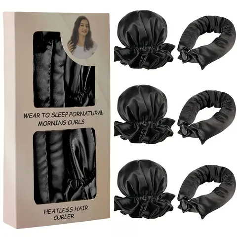 Hitteloze Kruller Satijn Zijde Krullint Om Te Slapen Zachte Hoofdband Haarrollers Met Muts Vrouwen Styling Gereedschap