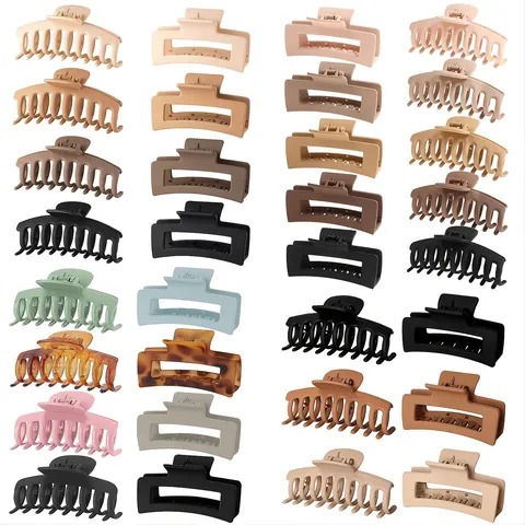 Grandes Pinces à Cheveux Mates Rectangulaires en Forme d'Arc Antidérapantes Tenue Forte Accessoires de Coiffure à la Mode pour Femmes