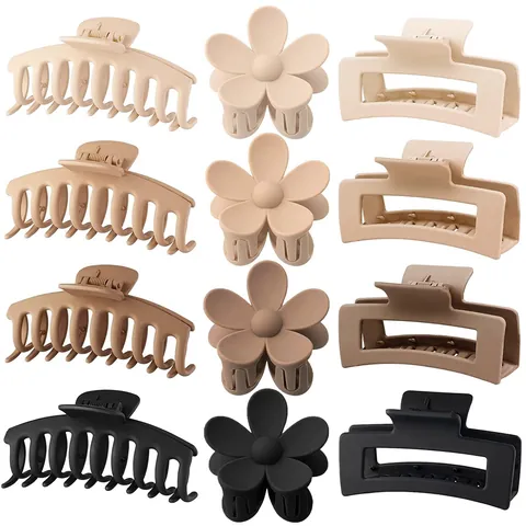 Pinces Crabes Cheveux Mat Pour Femmes Grandes Rectangulaires Fleur Accessoires Cheveux Maintien Solide Pinces Coiffure Élégantes Bijoux