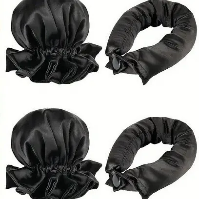 Set de Bouclage Sans Chaleur en Satin Avec Bonnet de Nuit et Ruban à Boucler Pour Femmes Outil de Coiffure