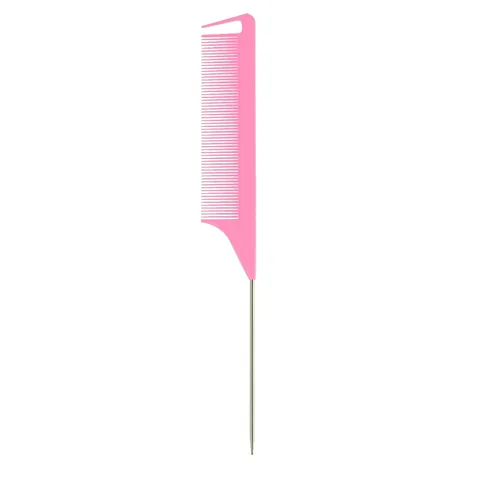 Professioneller Stielkamm Mit Metallnadel PP Kunststoff Feinzahn Haarabteiler Highlight Styling Tool Friseurzubehör