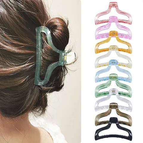 Molla per Capelli Donna Coreana Grande Trasparente Plastica a Squalo Elegante Forcina Geometrica a Onda Accessori