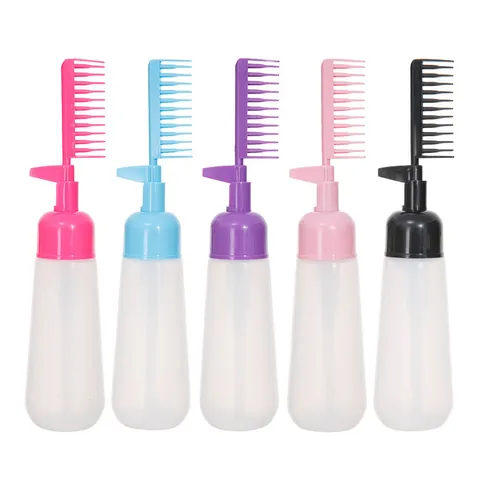 Hair Color Dye Bottle Comb Applicator Scalp Treatment Squeeze Bottle With Graduated Scale Professional Salon Hair Coloring Tool