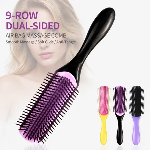 Professionelle 9-Reihige Haarentwirrungsbürste Abnehmbarer Kopfhaut-Massagekamm PP Material Styling-Tool Für Damen Herren Salon Heimgebrauch