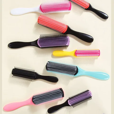 Brosse à Cheveux Démêlante Professionnelle à 9 Rangs Peigne de Massage du Cuir Chevelu Amovible en PP Outil de Coiffage pour Hommes et Femmes