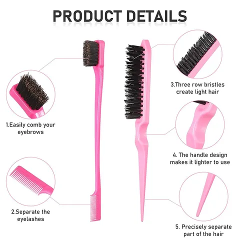 Kit Peignes Coiffure Professionnel Brosse à Crêper Et Brosse à Bordures Et Peigne à Queue Pour Salon Coiffure Maison