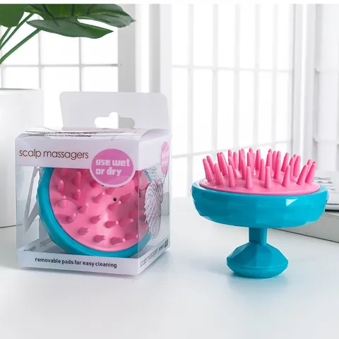Diamond Texture Scalp Massager Shampoo Brush For Hair Growth TPE PP Detachable Head Scrubber Wet Dry Use Hair Cleaning Tool
