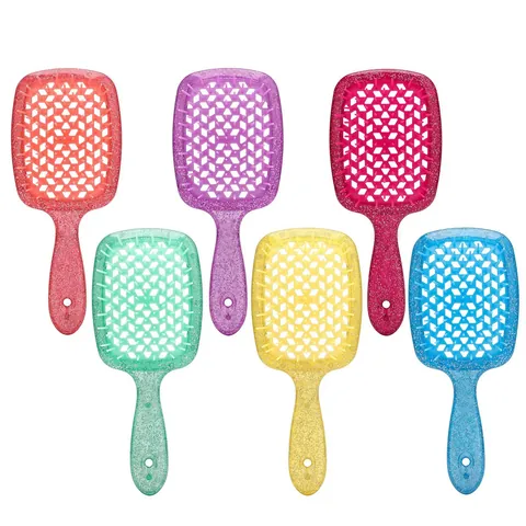 Glitter Hollow Out Hair Brush Detangling Massage Comb For Wet Dry Hair Honeycomb Ventilation Scalp Care Styling Tool For Women