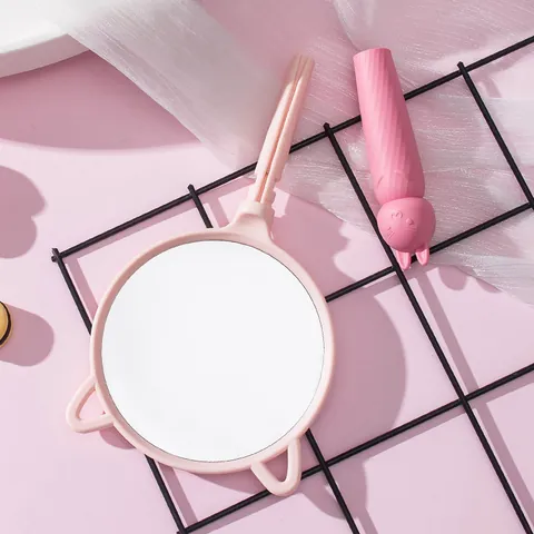 Miroir à Main Dessin Animé Mignon Animal Lapin Souris Design Miroir de Maquillage Portable pour Filles Voyage Chambre à Coucher