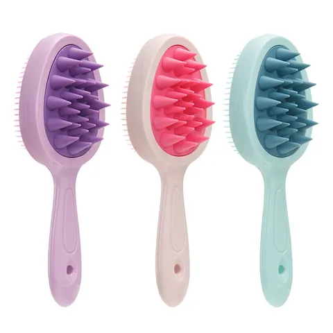 Long Handle Scalp Massager Shampoo Brush For Head Cleaning And Massage Two Sided TPE Silicone Teeth Bathroom Women Accessory