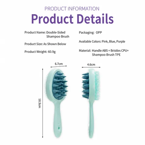 Long Handle Scalp Massager Shampoo Brush For Head Cleaning And Massage Two Sided TPE Silicone Teeth Bathroom Women Accessory