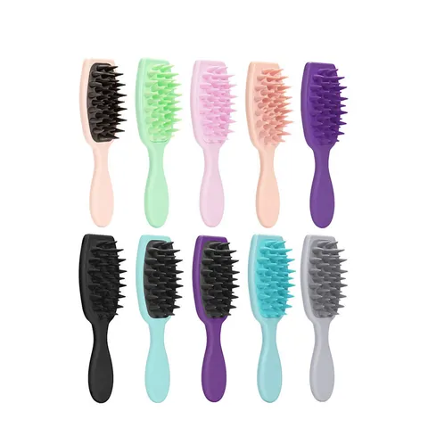 Brosse à Shampooing de Massage du Cuir Chevelu à Long Manche Dents Souples en TPE Outil de Lavage de Cheveux Nettoyage Profond