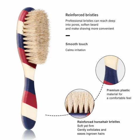 Professional Barber Shop Striped Men's Beard Brush And Broken Hair Cleaning Comb Vintage Red White Blue Hair Styling Tools