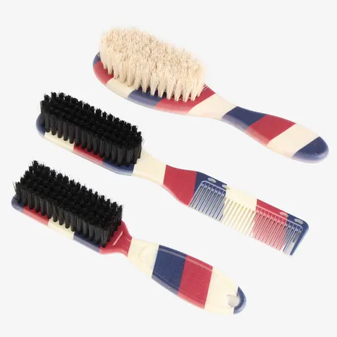 Professional Barber Shop Striped Men's Beard Brush And Broken Hair Cleaning Comb Vintage Red White Blue Hair Styling Tools