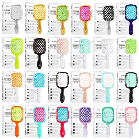 Brosse à Cheveux Creuse en Nid d'abeille Peigne de Coiffage de Massage du Cuir Chevelu Démêlant pour Femmes Démêleur de Cheveux Secs et Mouillés Outil de Beauté Portable Ergonomique