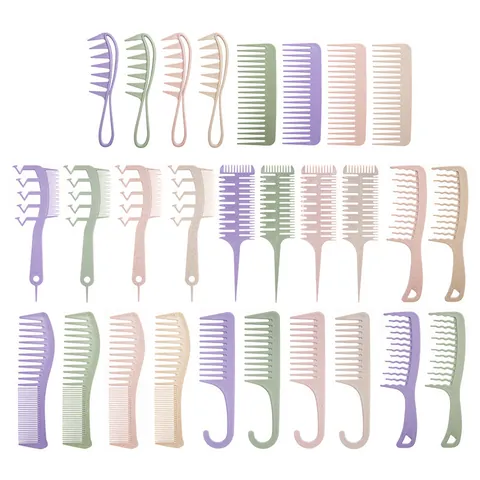 Pettine a Denti Larghi in Paglia di Grano Spazzola Districante Ecologica per Capelli Ricci e Folti Strumento per lo Styling delle Donne