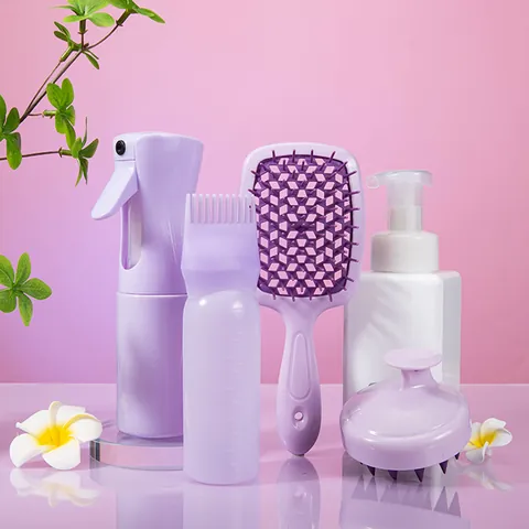 Ensemble d'Outils de Soins Capillaires Brosse de Massage en Plastique Vaporisateur Continu Peigne Creux Accessoires de Coiffure