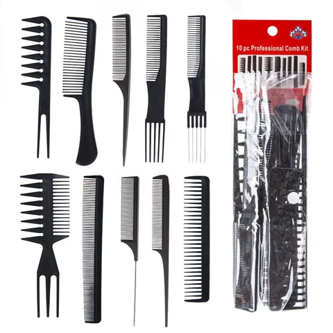 Set di Pettini da Parrucchiere Professionali Strumenti di Styling in Plastica Kit Cura Neri