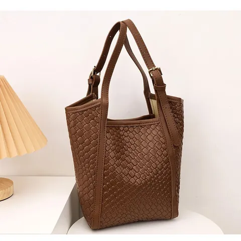Vintage PU Leder Tote Bag Für Damen Große Kapazität Beuteltasche Mit Kleinem Beutel Verstellbarer Gurt Mode Handtasche