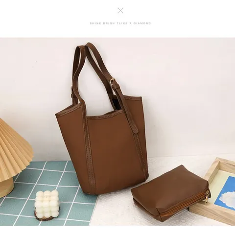 Vintage PU Leder Tote Bag Für Damen Große Kapazität Beuteltasche Mit Kleinem Beutel Verstellbarer Gurt Mode Handtasche